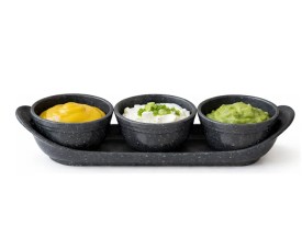Set 3 salseras y bandeja oval
